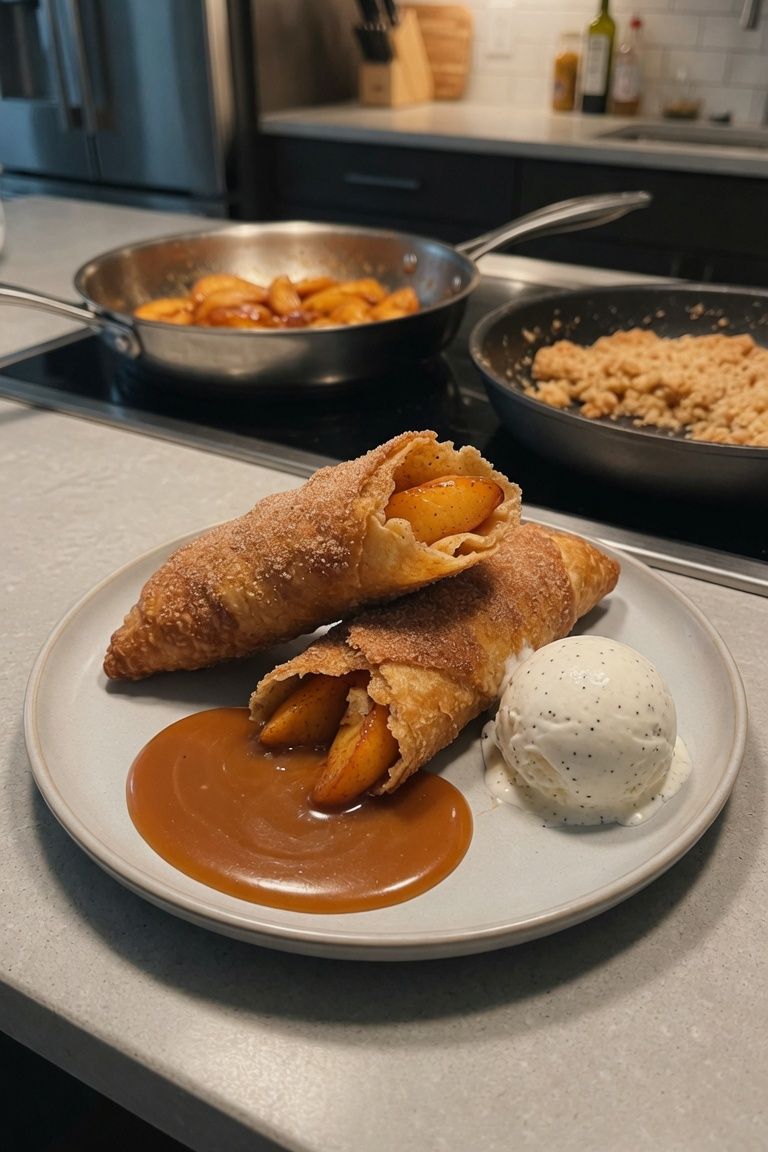 🍑🥃 Bourbon Peach Cobbler Egg Rolls — 2