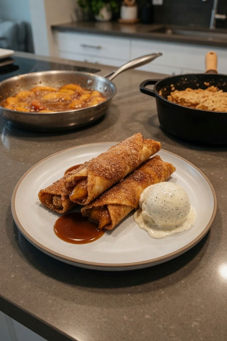 🍑🥃 Bourbon Peach Cobbler Egg Rolls — 3
