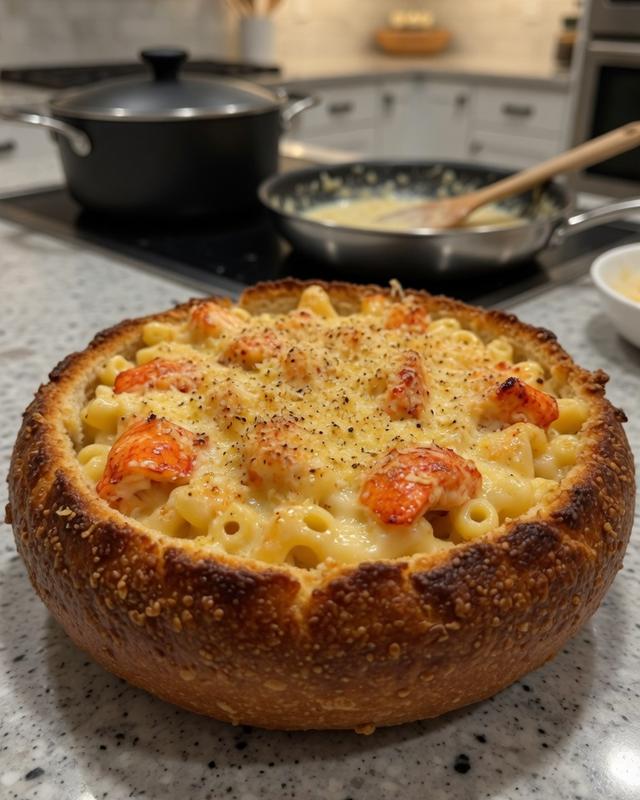 🦞🧀 Lobster Mac & Cheese Garlic Bread Boat — photo 4