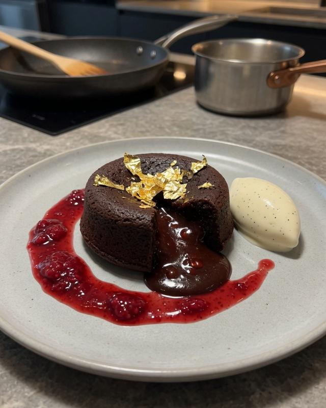 🍫👑 24K Gold Dark Chocolate Lava Cake — photo 1