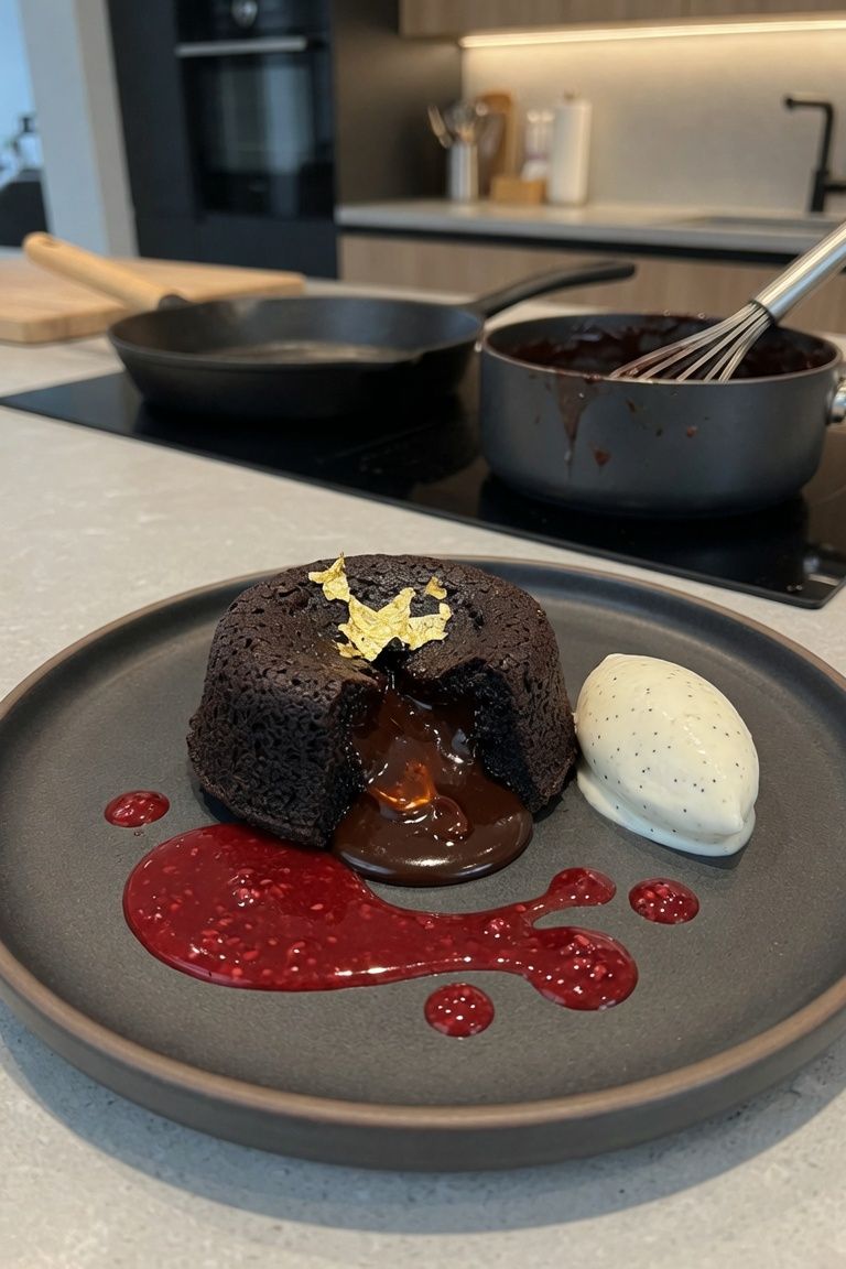 🍫👑 24K Gold Dark Chocolate Lava Cake — 3
