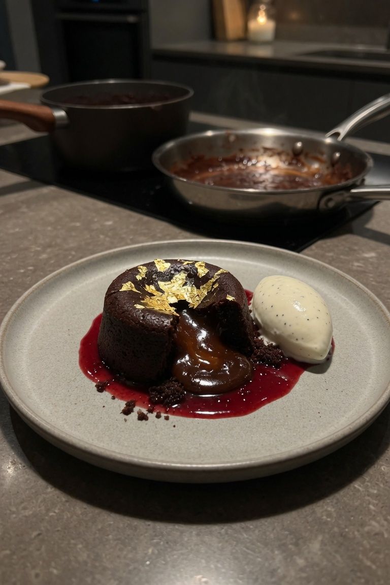 🍫👑 24K Gold Dark Chocolate Lava Cake — 4
