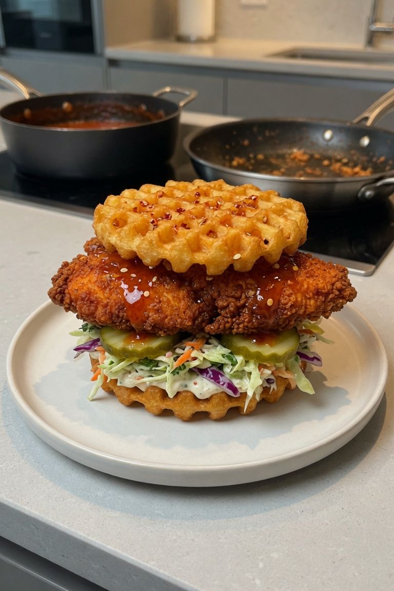🧇🔥 Waffle Fry Bun Spicy Chicken Deluxe — 4