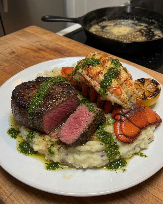 🥩🦞 Reverse-Seared Filet & Garlic Confit Lobster Tail — photo 2