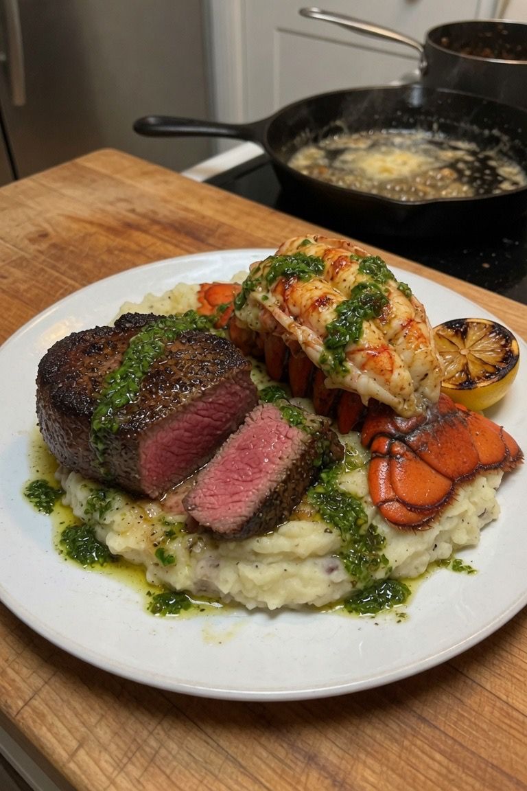 🥩🦞 Reverse-Seared Filet & Garlic Confit Lobster Tail — 2