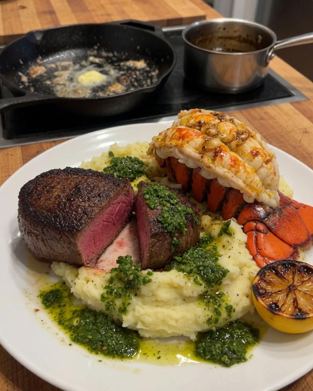🥩🦞 Reverse-Seared Filet & Garlic Confit Lobster Tail — photo 3