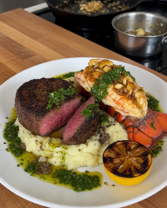 🥩🦞 Reverse-Seared Filet & Garlic Confit Lobster Tail — photo 4