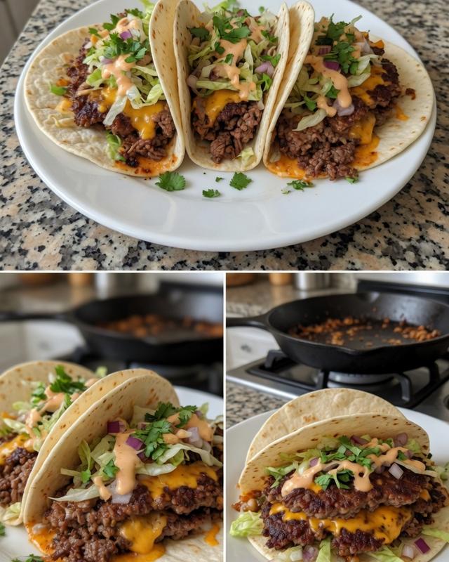 🔥🌮 Double-Smashed Burger Tacos with Special Sauce — photo 1