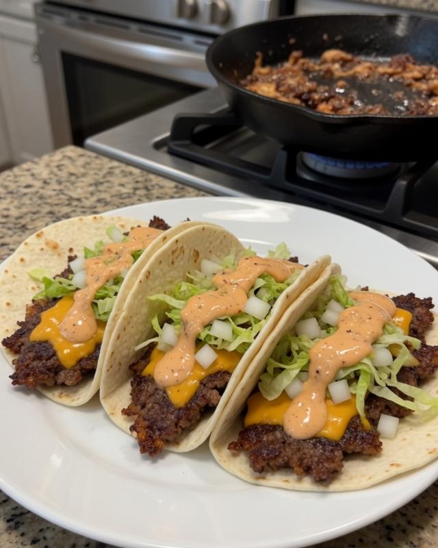 🔥🌮 Double-Smashed Burger Tacos with Special Sauce — photo 3