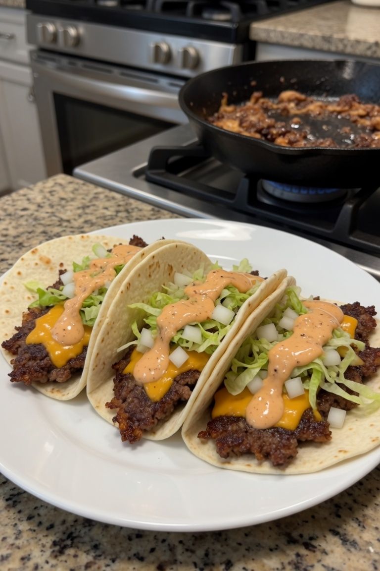 🔥🌮 Double-Smashed Burger Tacos with Special Sauce — 3