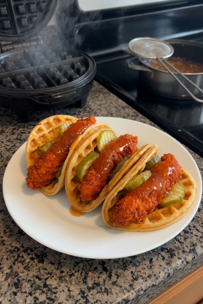 🧇🔥 Nashville Hot Chicken & Waffle Tacos — 2