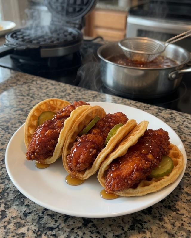 🧇🔥 Nashville Hot Chicken & Waffle Tacos — photo 3
