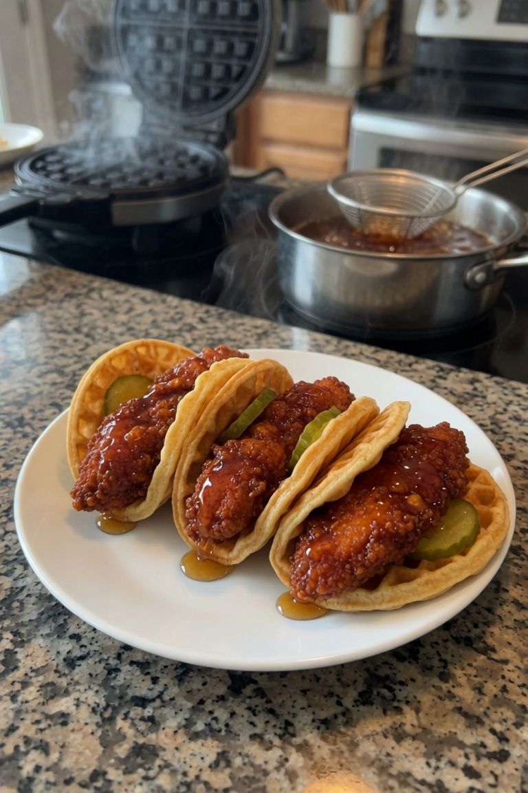 🧇🔥 Nashville Hot Chicken & Waffle Tacos — 3