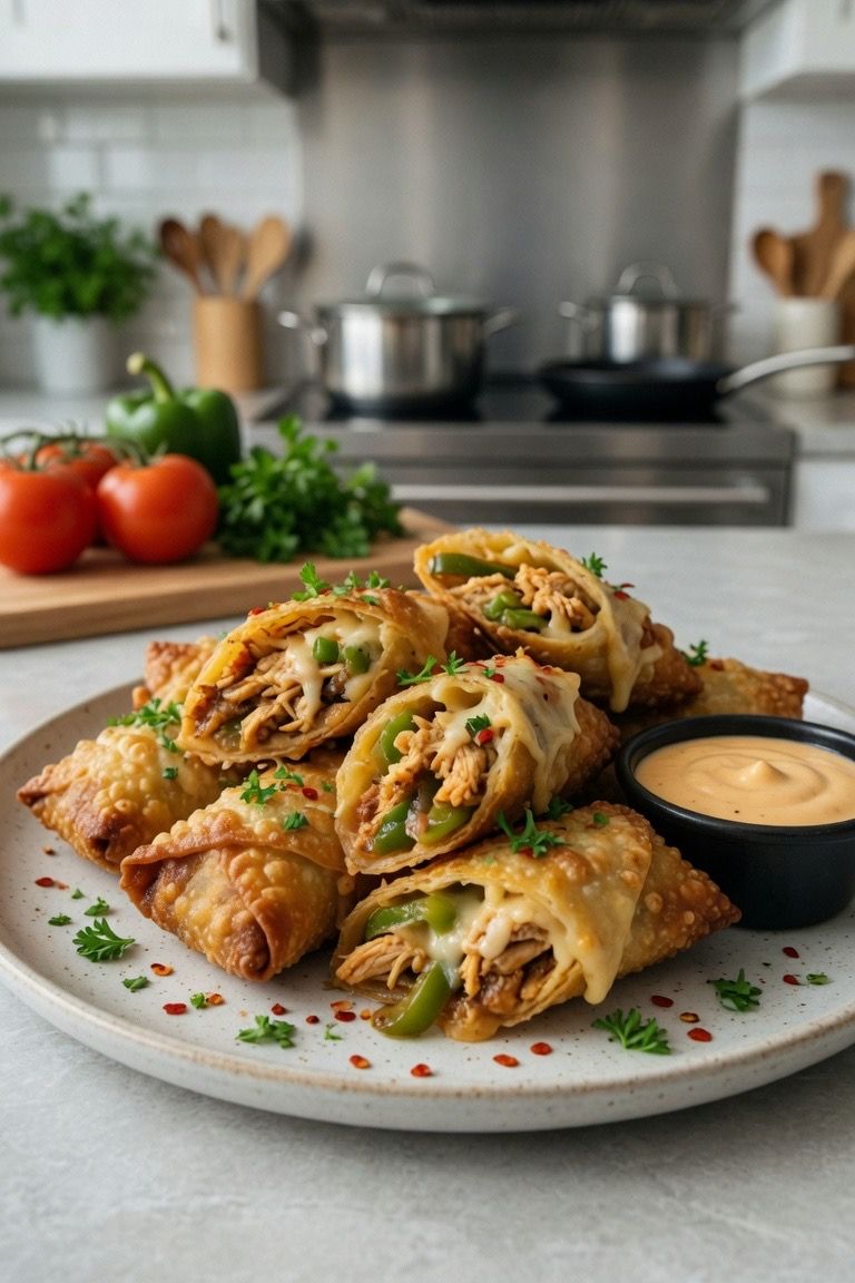 🌯🍗 Philly Chicken Egg Rolls with Provolone & Peppers 🧀🫑🧅 — 2