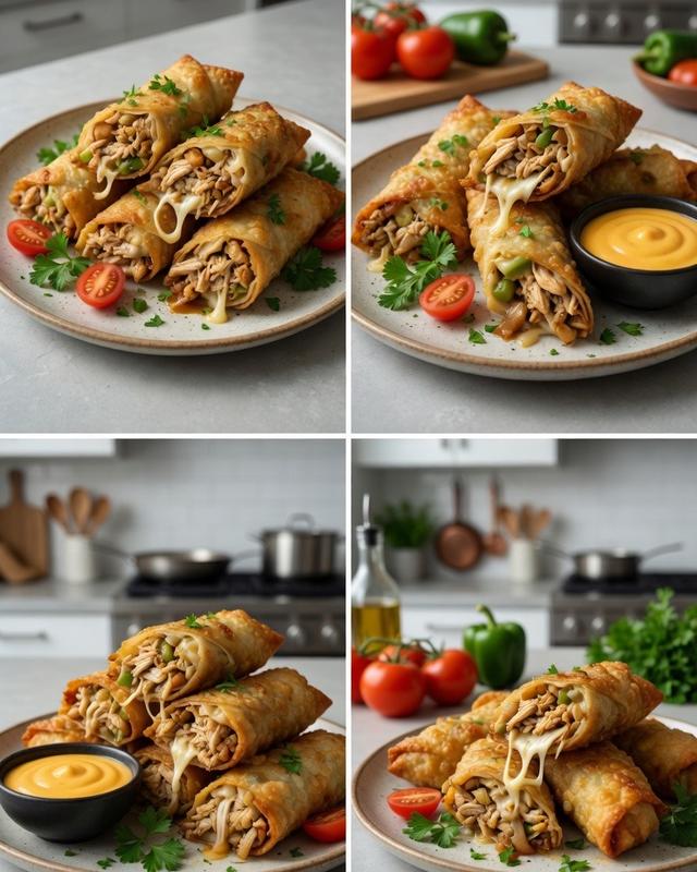 🌯🍗 Philly Chicken Egg Rolls with Provolone & Peppers 🧀🫑🧅 — photo 3