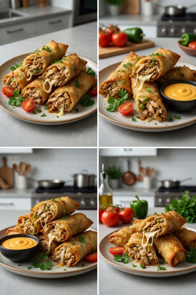 🌯🍗 Philly Chicken Egg Rolls with Provolone & Peppers 🧀🫑🧅 — 3