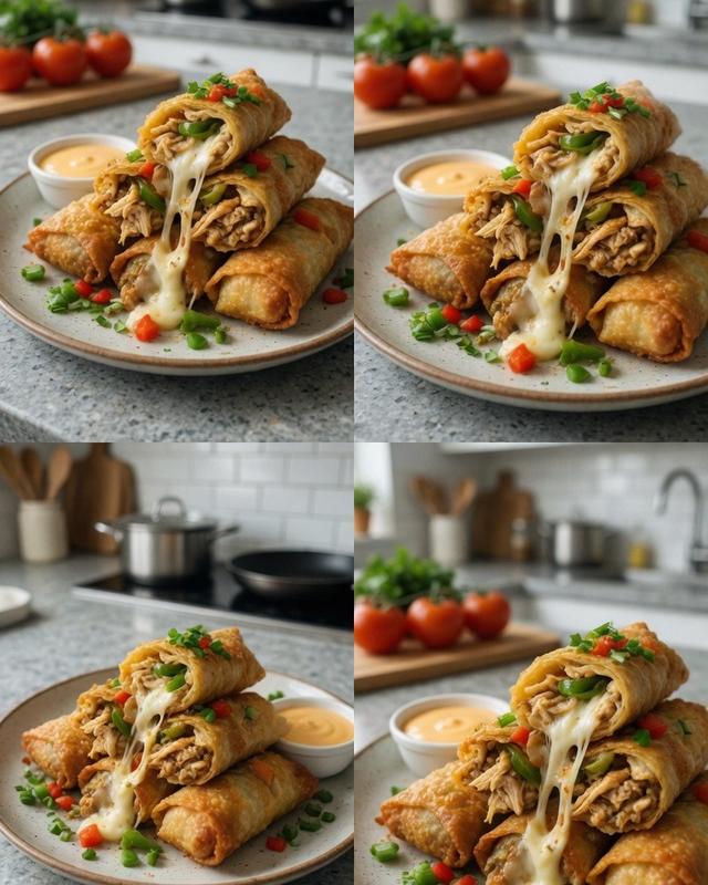 🌯🍗 Philly Chicken Egg Rolls with Provolone & Peppers 🧀🫑🧅 — photo 4
