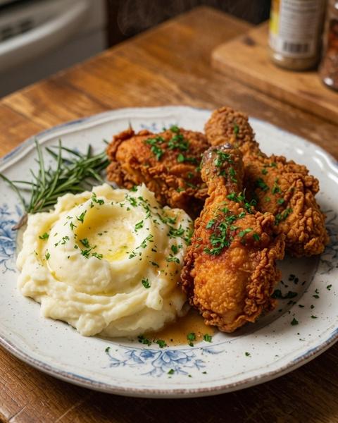Fried Chicken & Mashed Potatoes Southern Style — photo 1