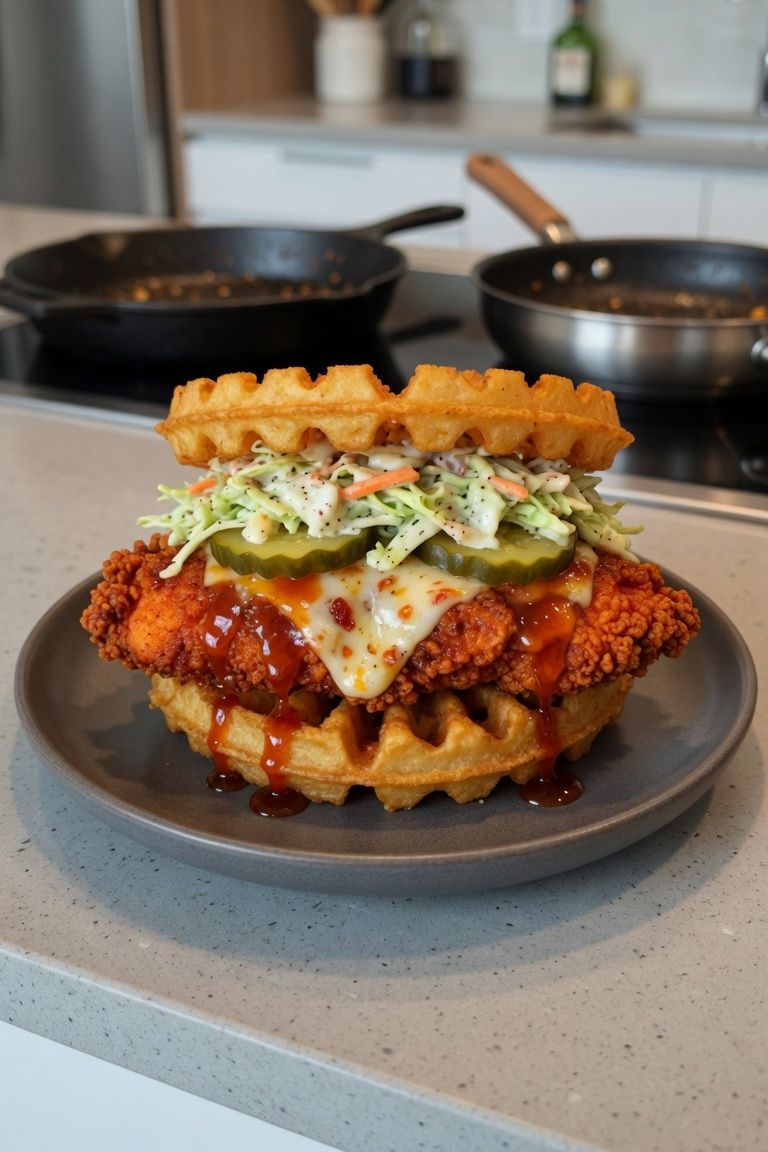 🧇🔥 Waffle Fry Bun Spicy Chicken Deluxe — 1