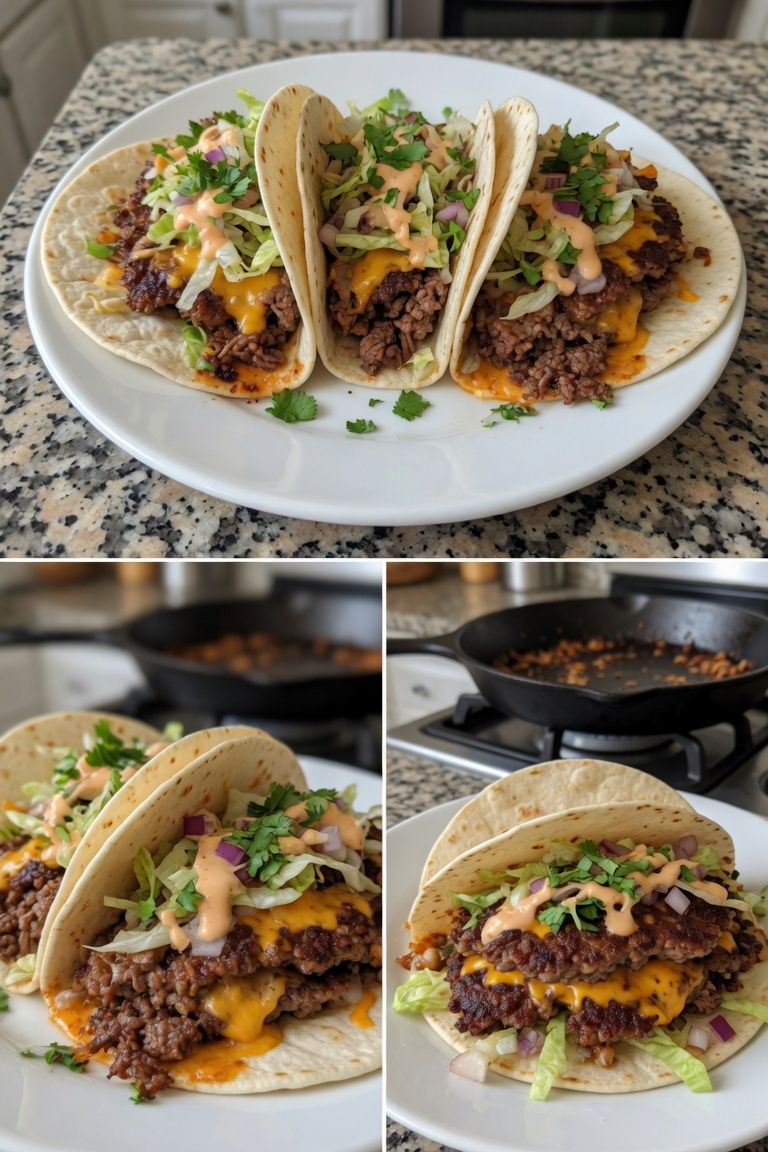 🔥🌮 Double-Smashed Burger Tacos with Special Sauce — 1