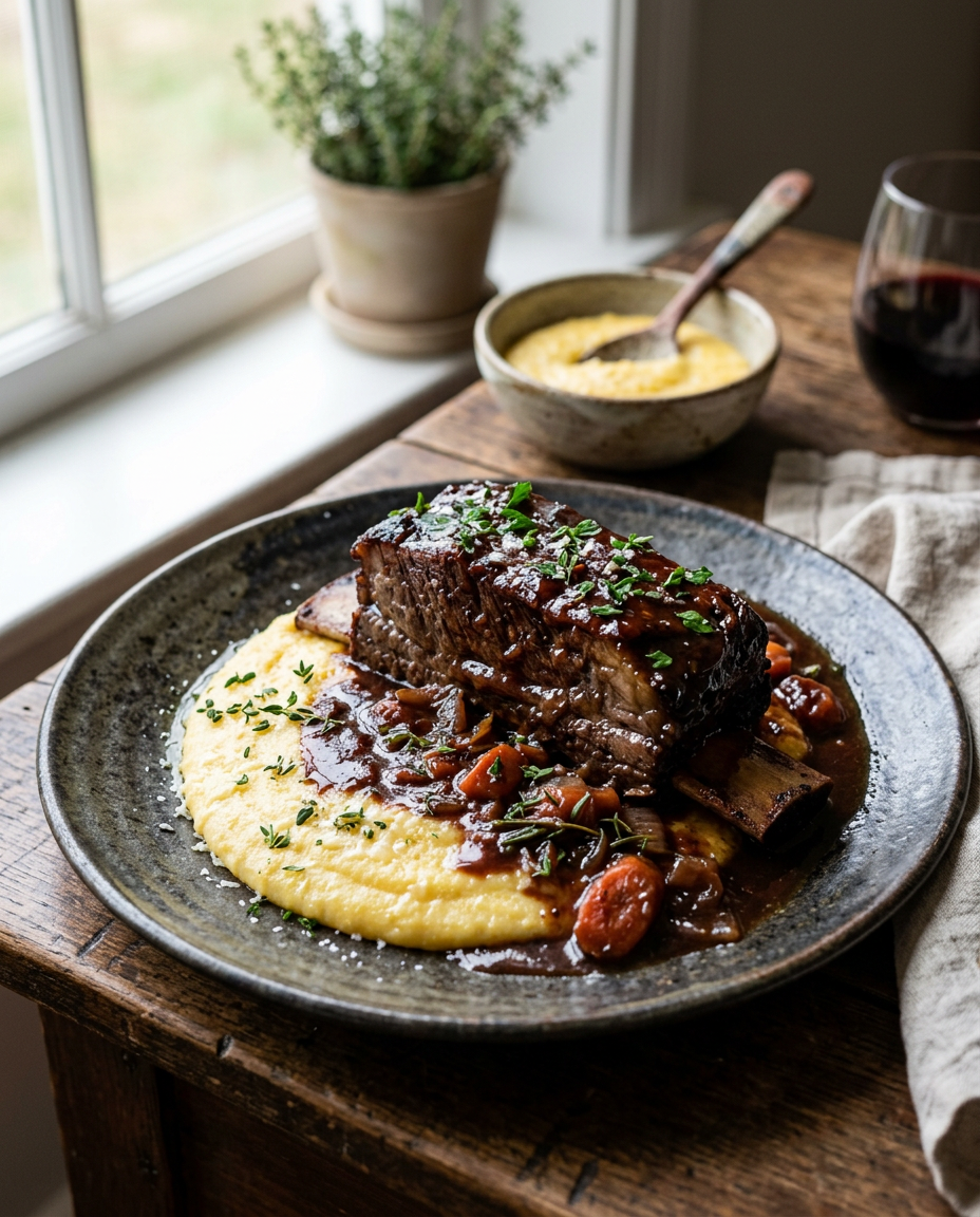 Braised Short Ribs with Red Wine Polenta — 1
