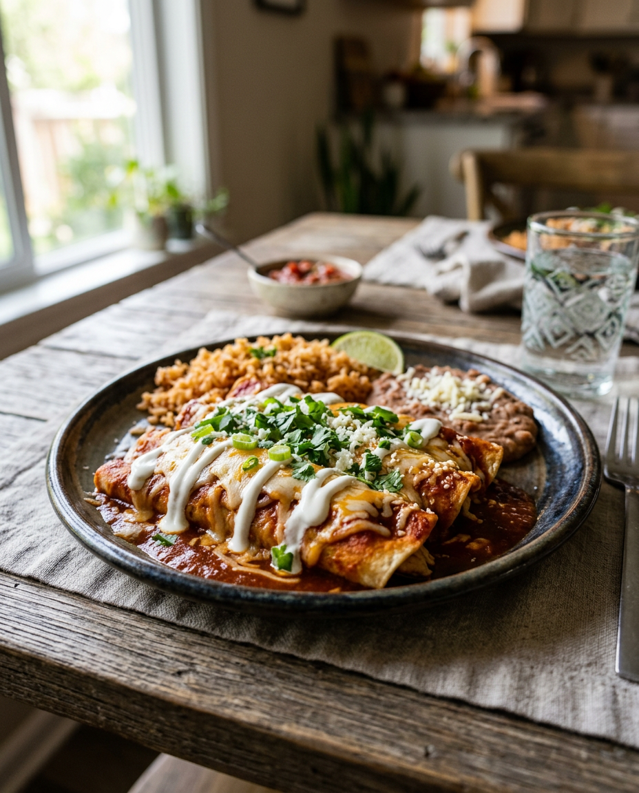 Homemade Chicken Enchiladas Plate — 3
