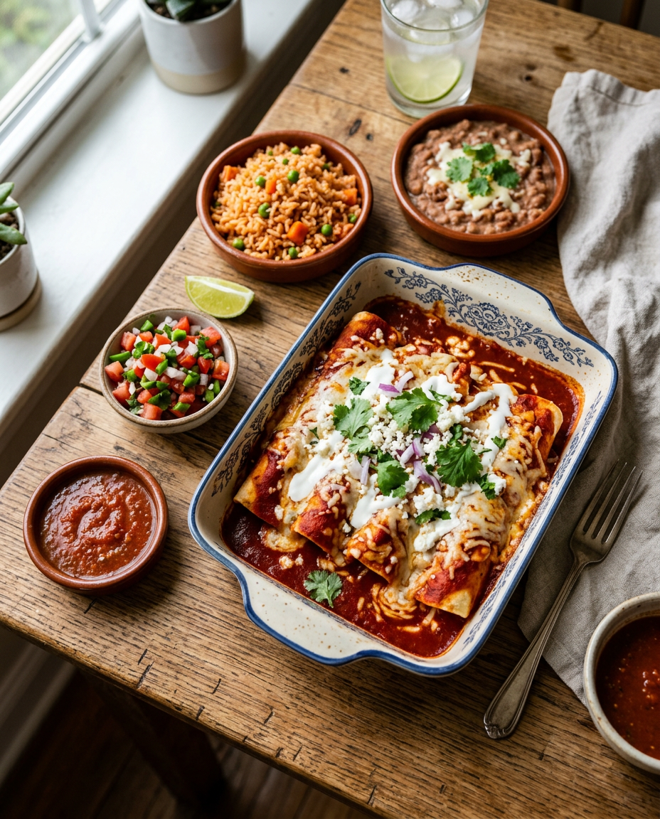 Homemade Chicken Enchiladas Plate — 4